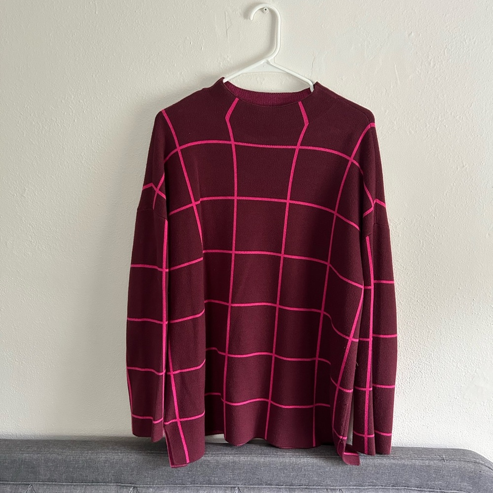 LOFT maroon and pink sweater
